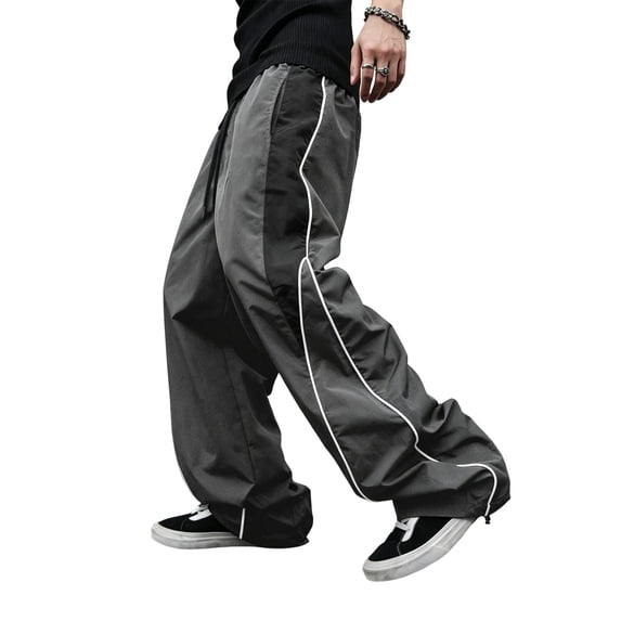 TOMVIGX Mens Baggy Wide Leg Pants Loose Fit Elastic Waist Drawstring Quick Dry Lounge Trousers with Pockets Streetwear Casual Track Pants