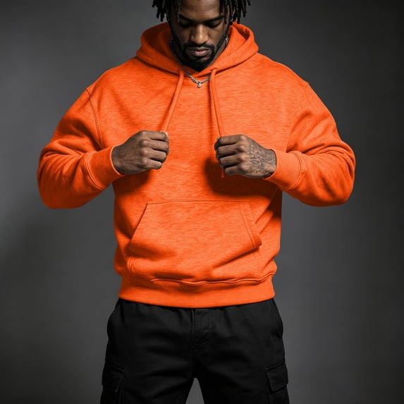 TOMVIGX Mens Hoodies Pullover Casual Fleece Oversized Fall Sweatshirt Lightweight Baggy Tops Outdoor Daily Wear with Kangaroo Pocket S