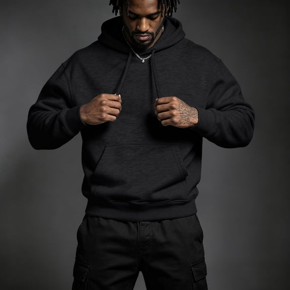 TOMVIGX Mens Hoodies Pullover Casual Fleece Oversized Fall Sweatshirt Lightweight Baggy Tops Outdoor Daily Wear with Kangaroo Pocket S