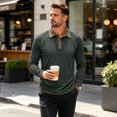 thumbnail image 1 of TOMVIGX Henley Shirts for Men Casual Button Down Long Sleeve Polo Shirt Fashion Outdoor Breathable Golf Shirts Lightweight Hiking Travel Moisture Wicking Crew Neck Tee Green 2XL, 1 of 7