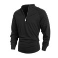 thumbnail image 1 of TOMVIGX Mens Quarter Zip Pullover Ruched Mock Neck Shirt Slim Fit Long Sleeve Tops Pleated Casual Sportswear Daily Wear Outfits L, 1 of 6