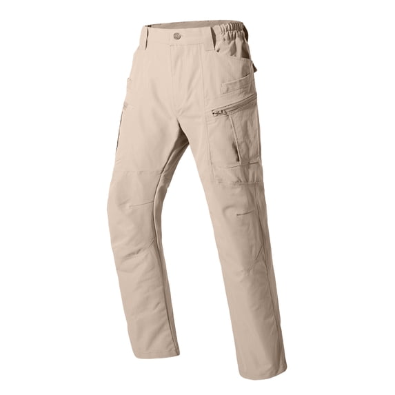 TOMVIGX Work Pants for Men Ripstop Stretch Hiking Pants Relaxed Fit Waterproof Lightweight Trousers Casual Outdoor Travel Hunting Khaki Cargo Pants with Pockets 3XL