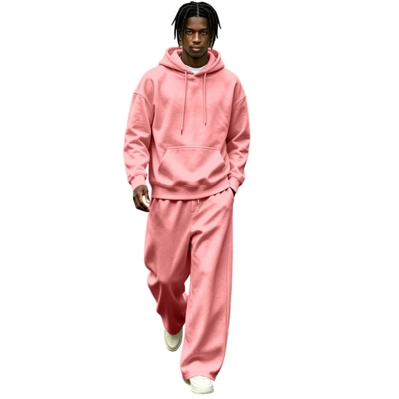 TOMVIGX Mens Track Suits 2 Piece Set Fleece Pullover Hoodie & Wide Leg Sweatpants Casual Loose Trendy Streetwear Sweatsuit Outfits