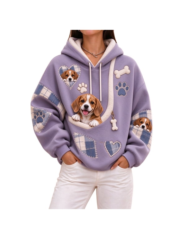 Pet Carrier Hoodie Dog Cat Carrier Sweatshirts Cute Printed Pullover Hoodies with Front Pet Holding Pocket