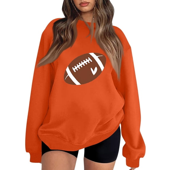 TOMVIGX Football Sweatshirts for Women Graphic Cute Oversized Sweatshirt Touchdown Football Mom Tops Tailgate Season Sunday Funday Fall Outfits