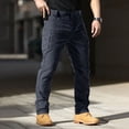 thumbnail image 1 of TOMVIGX Work Pants for Men Relaxed Fit Ripstop Elastic Waist Hiking Pants Lightweight Stretch Water Resistant Cargo Jeans Hunting Flex Blue Pants with Multiple Pockets 3XL, 1 of 8