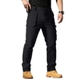 thumbnail image 1 of TOMVIGX Work Pants for Men Waterproof Ripstop Relaxed Fit Hiking Pants Stretch Elastic Waist Lightweight Cargo Jeans Flex Hunting Black Pants with Multiple Pockets XL, 1 of 8