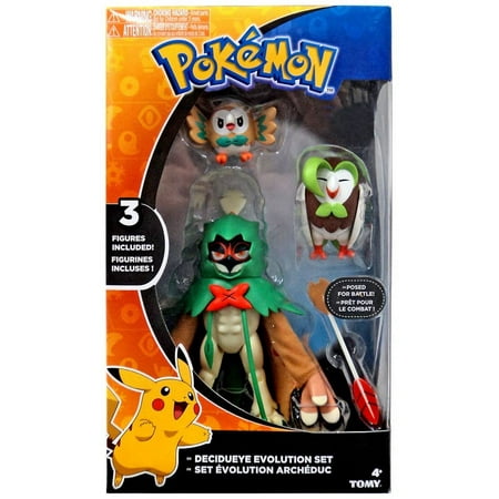 TOMY Action Figures, Pokemon Decidueye Evolution Set, 3-Pack