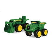 John Deere Sand Toys Dump Truck and Toy Tractor with Loader for Kids Aged 18 Months and Up, 6 Inch, Green (Pack of 2) – Great Easter Toys for Easter Basket Stuffer