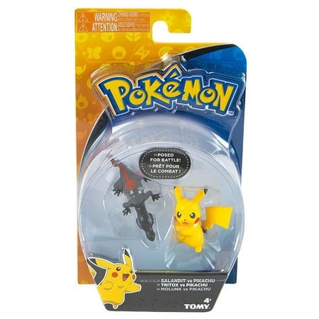 TOMY Pokemon Sun & Moon Pikachu vs Salandit Action Pose Figure Set