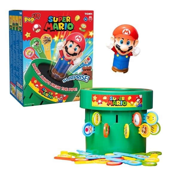 TOMY Pop Up Super Mario Board Game - Family and Preschool Kids Games for Family Game Night - Kids Activities and Super Mario Toys - Girls and Boys Games - 2-4 Players - Ages 4 Years and Up C40