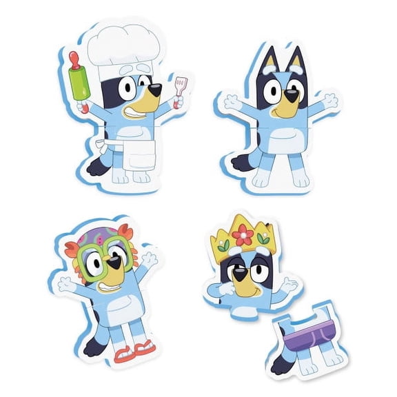 TOMY Toomies Bluey Bath Puzzle - Includes Mesh Bag Bath Toy Storage with Suction Cups - 8 Count - 18 Months and up