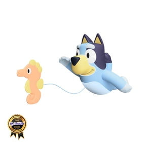 TOMY Toomies Swimming Bluey Bluey Bath Toy with Seahorse Water Toy for Tub or Pool that Swims on Back or Front Suitable From 18 Months