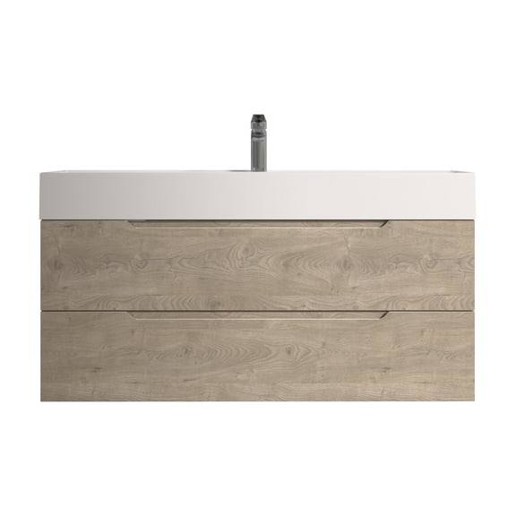 TONA 48 Inch Floating Bathroom Vanity with White Resin Stone Sink, Wall Mounted Bathroom Cabinet with U-Shaped Drawer Storage, Modern Matte Finish Vanity for Bathroom Remodel
