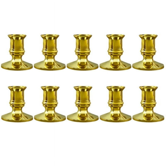 TONAIN 10X Gold Pillar Candle Base Taper Candle Holder Candlestick Christmas Party Decor