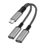 TONAIN 2 IN 1 USB C Type C Splitter to Dual Type USB C Headone Ja o Adapter`