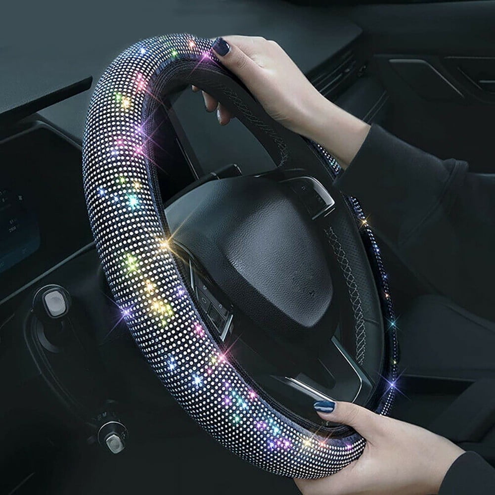TONAIN Crystal Bling Rhinestone Car Steering Wheel Cover Universal fit 37 38cm Car SUV