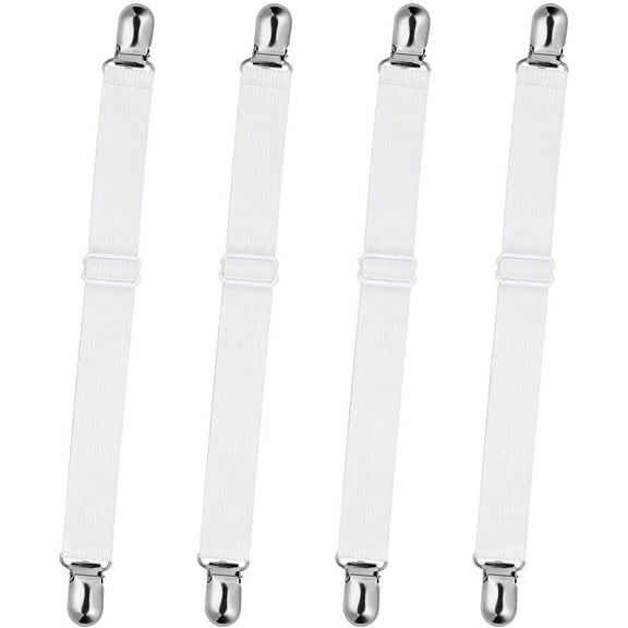 TONAIN Set of 4Pcs Adjustable Bed Sheet Clips Straps Sheet Suspenders Elastic Slipcover Fasteners Mattress Covers Grippers Bed Corner Holders - Keep Your Sheets in Place