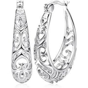 JSTYLE TONAIN Textured Filigree Round Earrings, Sterling Silver