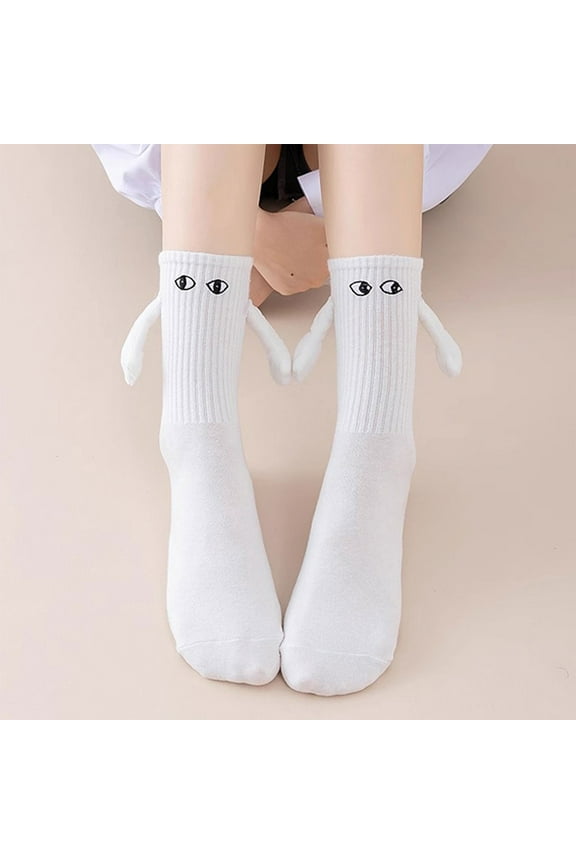 Walk in Clouds of Comfort HIMIWAY All-Season Sock Options Hand In Hand Magnetic Socks, Couple Holding Hands Stockings, Hand In Hand Friend Socks, Mid-Tube Cute Couple Socks White One Size