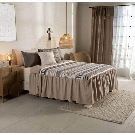 TONALA GEOMETRIC REVERSIBLE BEDSPREAD WITH ATTACHED RUFFLE 1 PCS KING SIZE MADE IN MEXICO