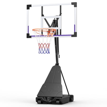 Tonbux Basketball Hoop 48 Inch PC Backboard, 5.25-10FT Stepless Adjustable Basketball Hoop, Portable Basketball Hoops & Goals for Kids/Teens/Adults in Backyard, Driveway and Indoor