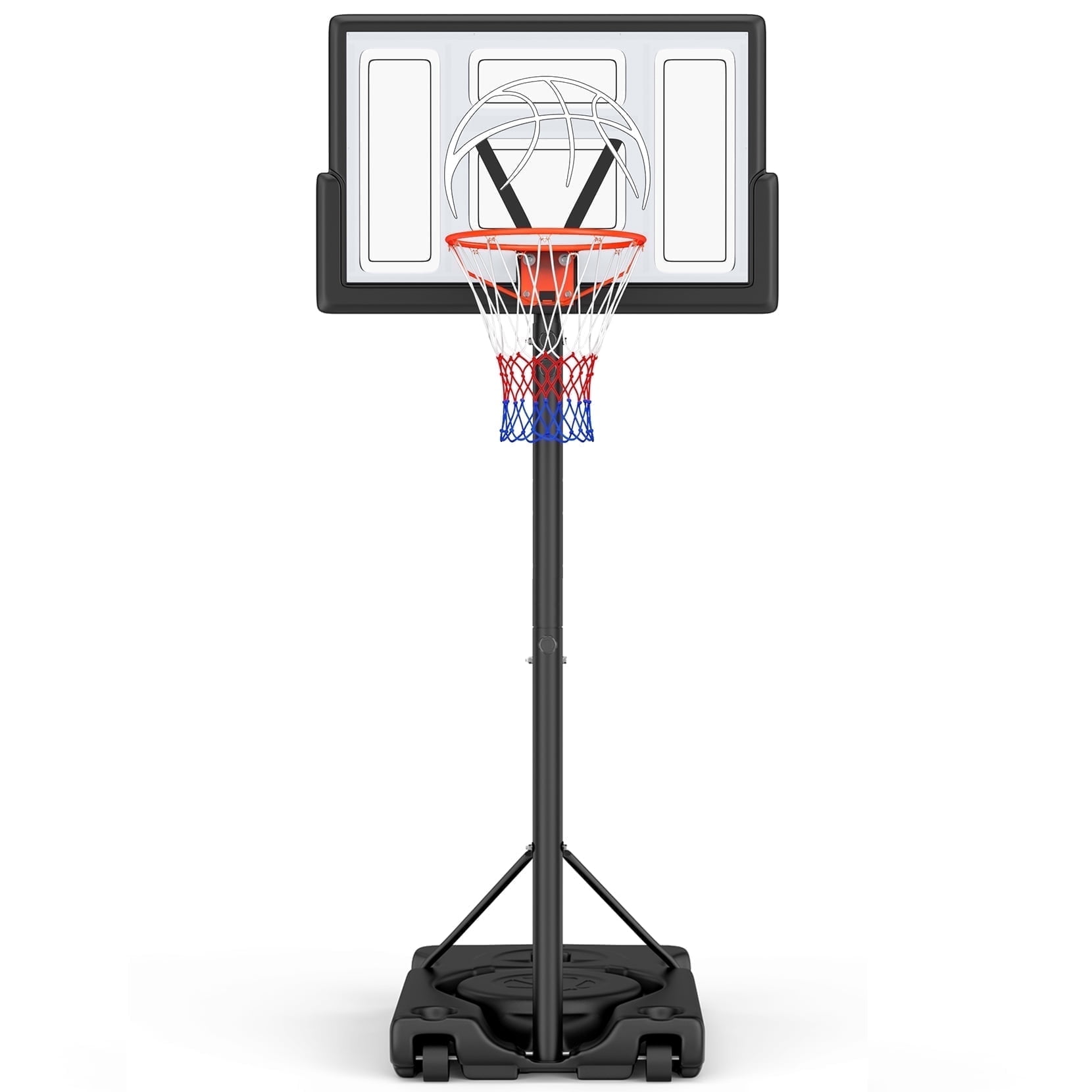 Tonbux Basketball Hoop Outdoor 10ft Adjustable, Portable Basketball Hoop Goal System for Kids Youth and Adults in Backyard/Driveway/Indoor, 44 Inch Shatterproof Backboard and Larger Base