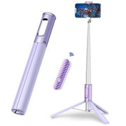 TONEOF 152cm Cell Phone Selfie Stick Tripod, Tripod Stand All-in-1 with Integrated Wireless Remote, Portable,Lightweight,Extendable Phone Tripod for 4''-7'' iPhone and Android（Purple）