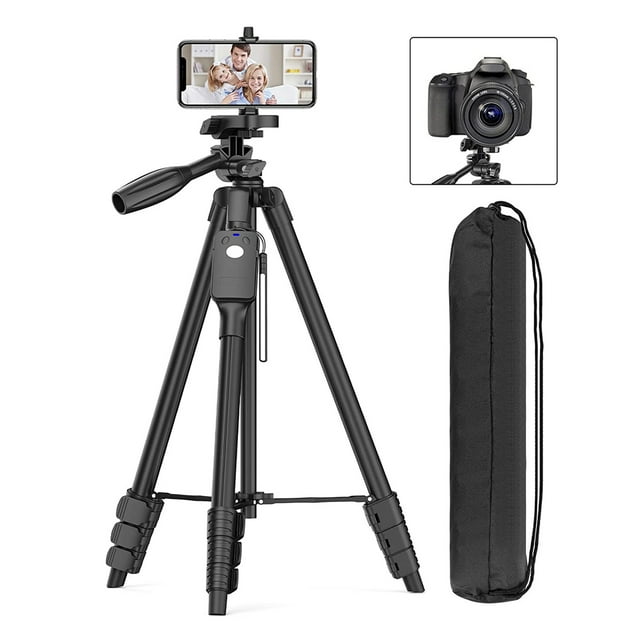 "TONEOF 60"" Bluetooth Camera/Phone Tripod with Remote, Travel Bag & 1/