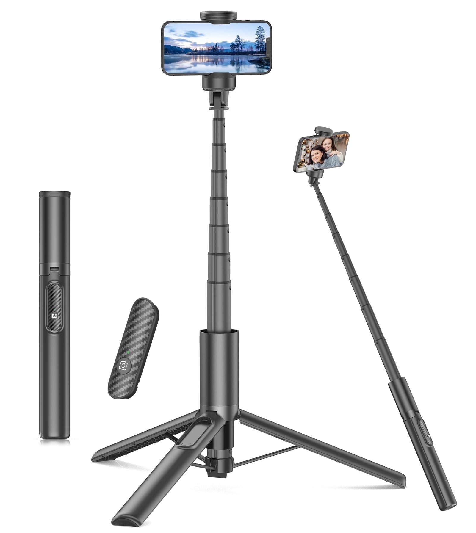 TONEOF 67" Selfie Stick Tripod for Phone 4"-7", Cellphone Travel Tripod Stand for Video Recording