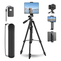 TONEOF 63" Tripod Stand for 4"-13" Phone & Tablet, Camera Tripod Stand with Rechargeable Remote & Bag, Tripod 2 in 1 Mount & 1/4" Screw Tripods for iPhone, iPad, Camera, Projector