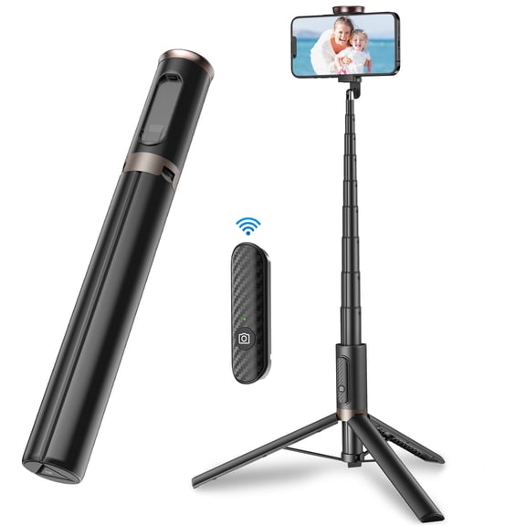 TONEOF 60in Phone Selfie Stick Tripod with Remote, Travel Tripod Stand Portable for iPhone and Android (Black)