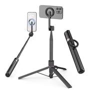 TONEOF 68" Magnetic Tripod for iPhone,Aluminum Alloy Selfie Stick for Magsafe with Rechargeable Remote & Metal Ring, 360° Rotation Portable Extendable Phone Tripod Stand for Video Recording/Vlog