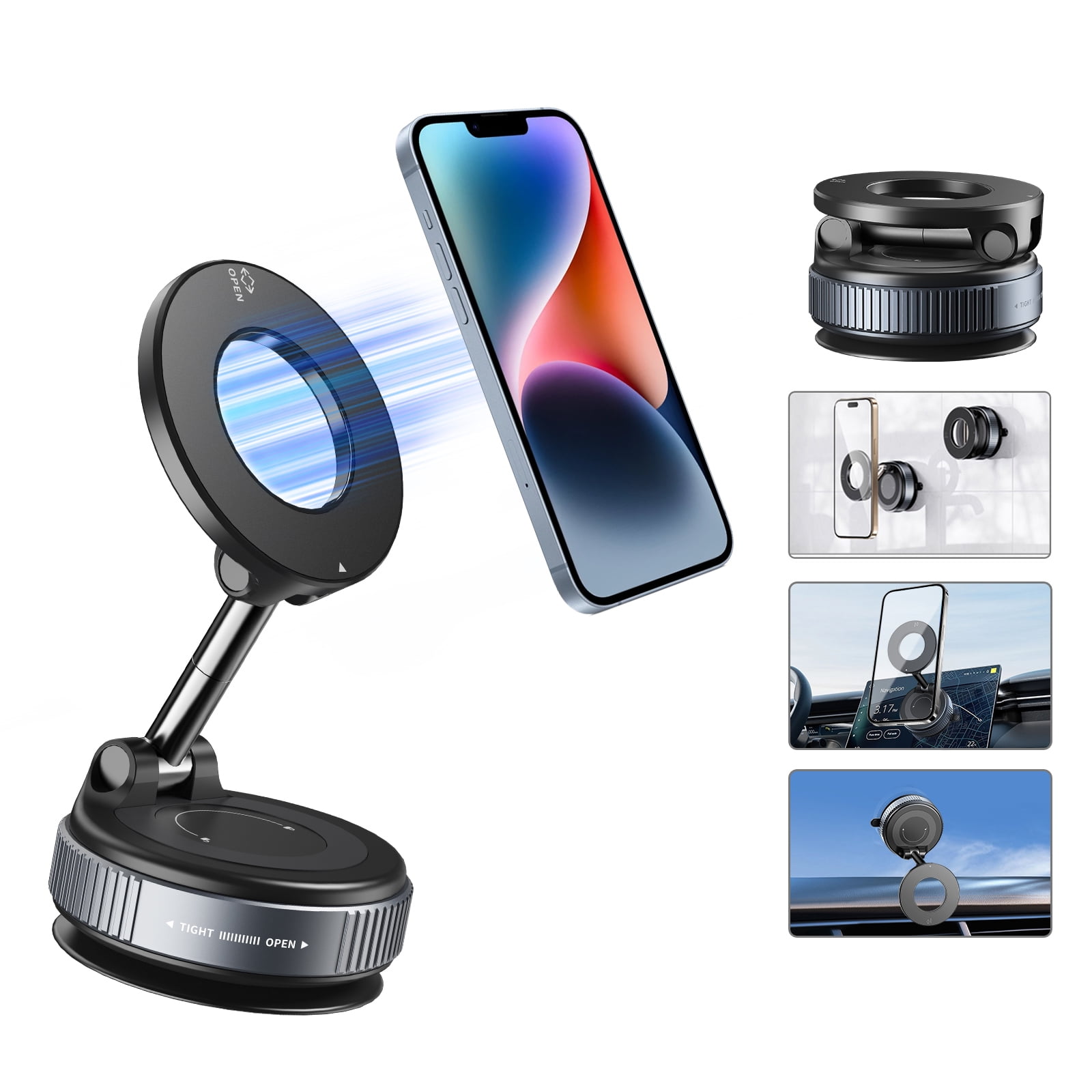 Walmart Coupons of TONEOF Magnetic Cell Phone Mount, Vacuum Adsorption Car Holder for iPhone12-16 and Android, for Car Window, Car Screen and Treadmill, Mirror, Smooth Surface