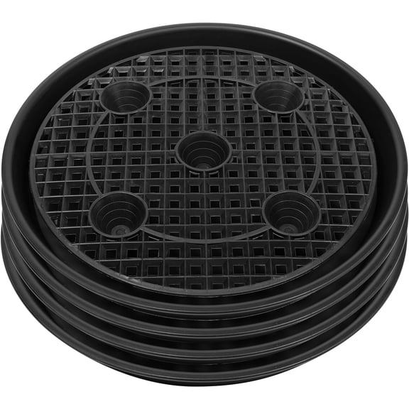 TONGAO 4-Pack 14 Inch Plastic Plant Saucer Stand, Elevated Self-Watering Fabric Pot Base, Nonwoven Grow Bag Tray for Indoor, Outdoor & Grow Tents, Greenhouses