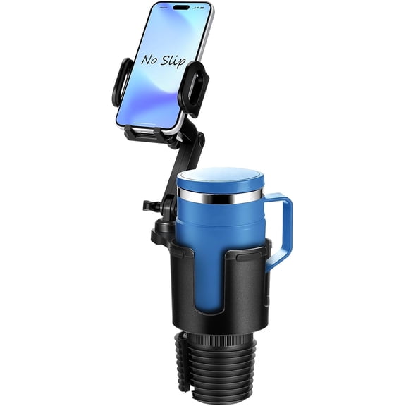 TONGAO Cup Holder Phone Mount for Car, 2-in-1 Cup Holder Expander with Phone Mount, Universal Adjustable Phone Holder, Long Arm & 360 Rotation for All Smartphones