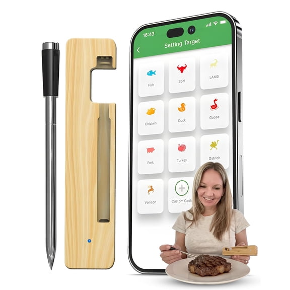 TONGAO Grill Sync Wireless Meat Thermometer, Bluetooth Cooking with Dual Sensor Probe, Smart App Control for Grill, Smoker, Oven, Air Fryer, Waterproof Probe, USB-C Charging Case