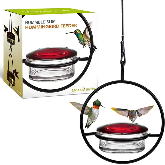 TONGAO Mosaic Birds Hummble Slim Hummingbird Feeder, 3.4 oz Capacity, Clear, M045-301