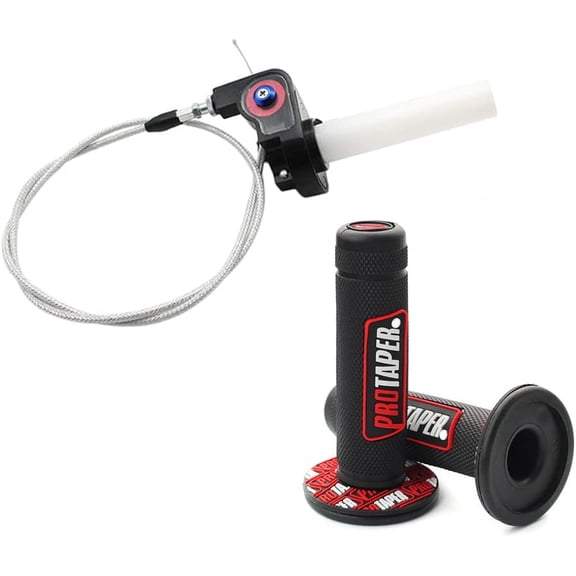 TONGAO Universal 22mm 7/8" Twist Throttle Handle Grip with Cable for Dirt Pit Bikes, Red, Fits CRF70, TTR, KLX110, SSR, Thumpstar, YCF