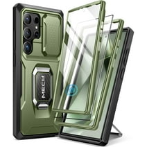 TONGATE Compatible with Samsung Galaxy S24 Ultra Case,[Extra Front Frame] Full-Body Dual Layer Rugged Belt-Clip & Kickstand Case with Built-in Screen Protector, Green