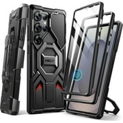 TONGATE Magnetic for Samsung Galaxy S25 Ultra Case with Ring Stand, [Compatible with MagSafe][Camera Cover Kickstand] Drop Shockproof Rugged Phone Case for S25 Ultra with Screen Protector 2025, Black