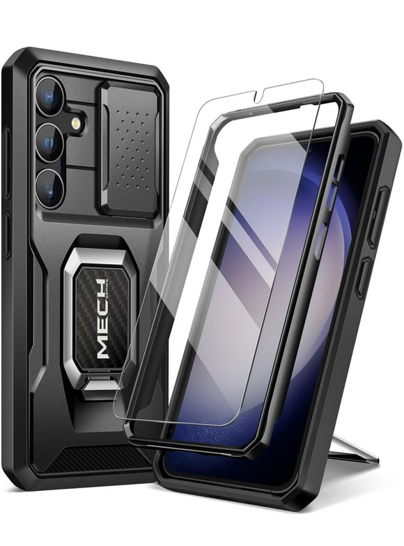 TONGATE for Samsung Galaxy S24 Plus Case,Full Body Protection Military Grade Shockproof S24+ Plus Phone Case with Slide Camera Cover & Ring Kickstand,Black