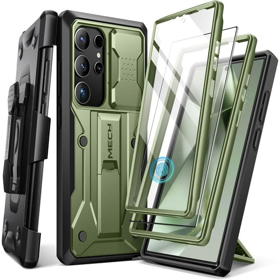 Tongate Rugged Case with Stand for Samsung Galaxy S24 Ultra, Military-Grade Protection, Green