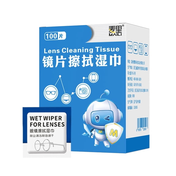 TONGMI 100pcs/box Glasses Cleaner Wet Wipes Disposable Anti-fog Misting Dust Remover