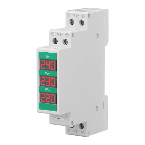 TONGOU 3 Phase AC Voltmeter Din Rail Mount LCD Digital Display Voltage Meter 60-450V - Highly Accurate Electric Power Measurement Tool for Industrial Commercial and Residential Use