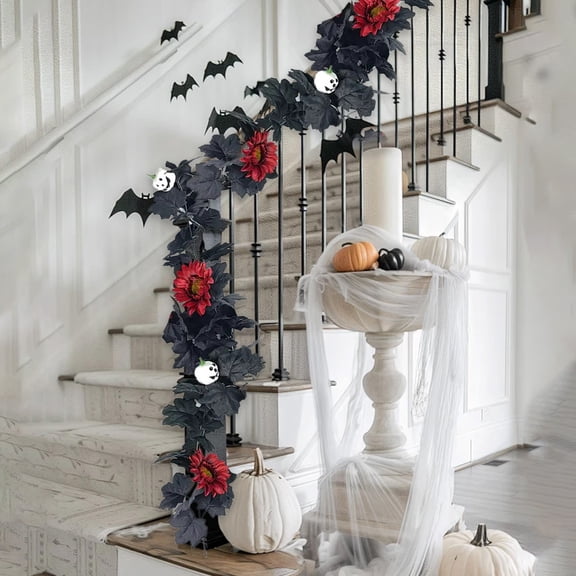 TONGYIJIA Artificial Pumpkin Maple Vine, Fall Rattan Garland, Harvest Hanging Decoration for Thanksgiving Mantel Table Fireplace.