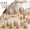 thumbnail image 1 of TONGYIJIA Easter Egg Hanging Ornaments, 10Pcs Cute Bunny Flat Wood Pendant, 2D Car Rearview Mirror Backpack Charm Decoration for Spring Easter Party Supply, 1 of 6