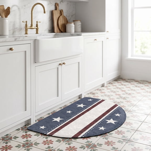 TONGYIJIA Fireplace Mat, Red and Blue Hearth Rug, 24x35 Inch Non-Slip Floor Cover for Foyer, Entryway, Kitchen