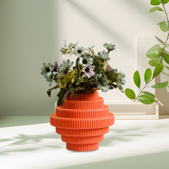 TONGYIJIA Glazed Look Vase, Plastic Imitation Ceramic Vase, Decorative Flower Pot For Tv Cabinet and Console Table, For Dried Flowers, Living Room, Spring Decor
