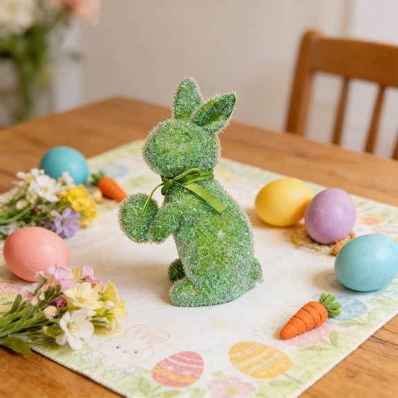 TONGYIJIA Multi-Expression Easter Bunny, Plush Flocked Rabbit Figurine, Simulation Animal Decor, for Garden, Patio, Lawn, Outdoor Window Display, Spring Ornament
